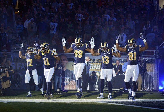 St. Louis Rams hands up